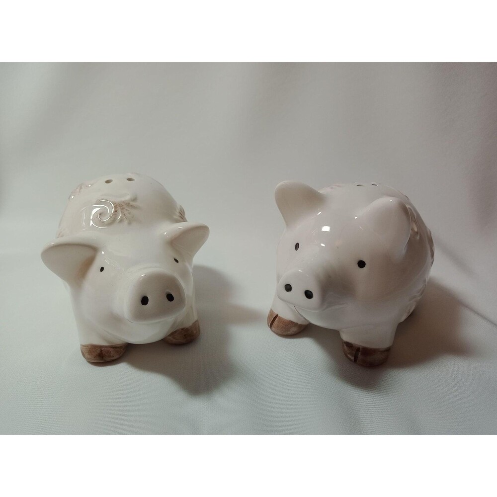Ceramic White Pigs Salt and Pepper Shakers, Collection